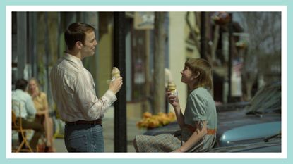 a friend of the family screen grab of jan broberg kidnapper robert berchtold (jake lacy) and jan broberg (hendrix yancey) eating ice cream