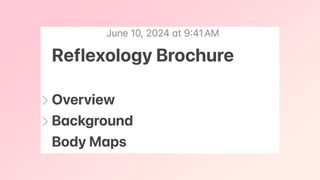 iOS 18 Notes with collapsable headers