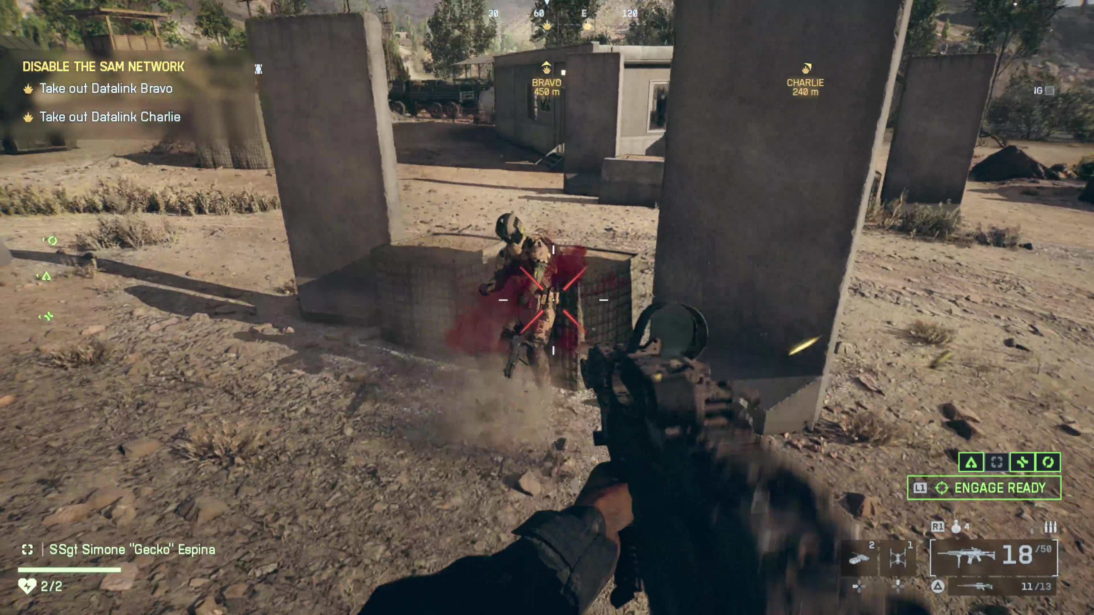 An enemy soldier is gunned down by the player hip-firing in Battlefield 6 single player
