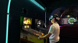 Playing Pinball FX VR using an X-Arcade Arcade2TV-XR controller and a Meta Quest 3 headset