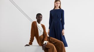 The Modern Artisan lookbook images, featuring two models in sustainable clothing