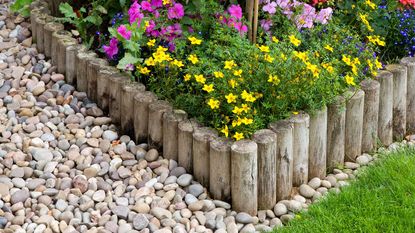 garden edging with logs