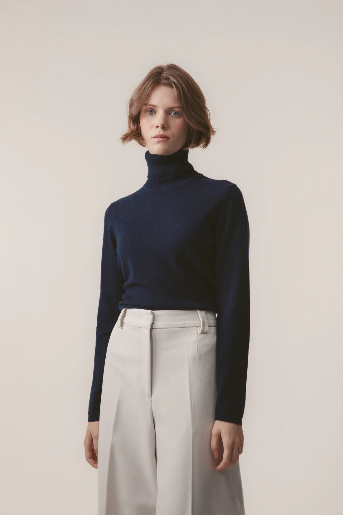 Kiltane, Women&#039;s Cashmere Polo Neck Jumper - Cosmos