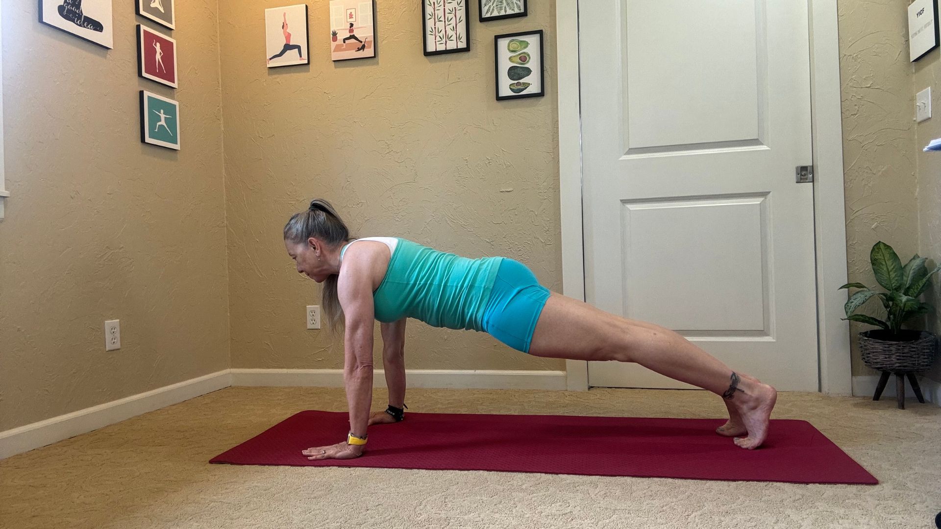 Pilates instructor Portia Page demonstrating the push-up