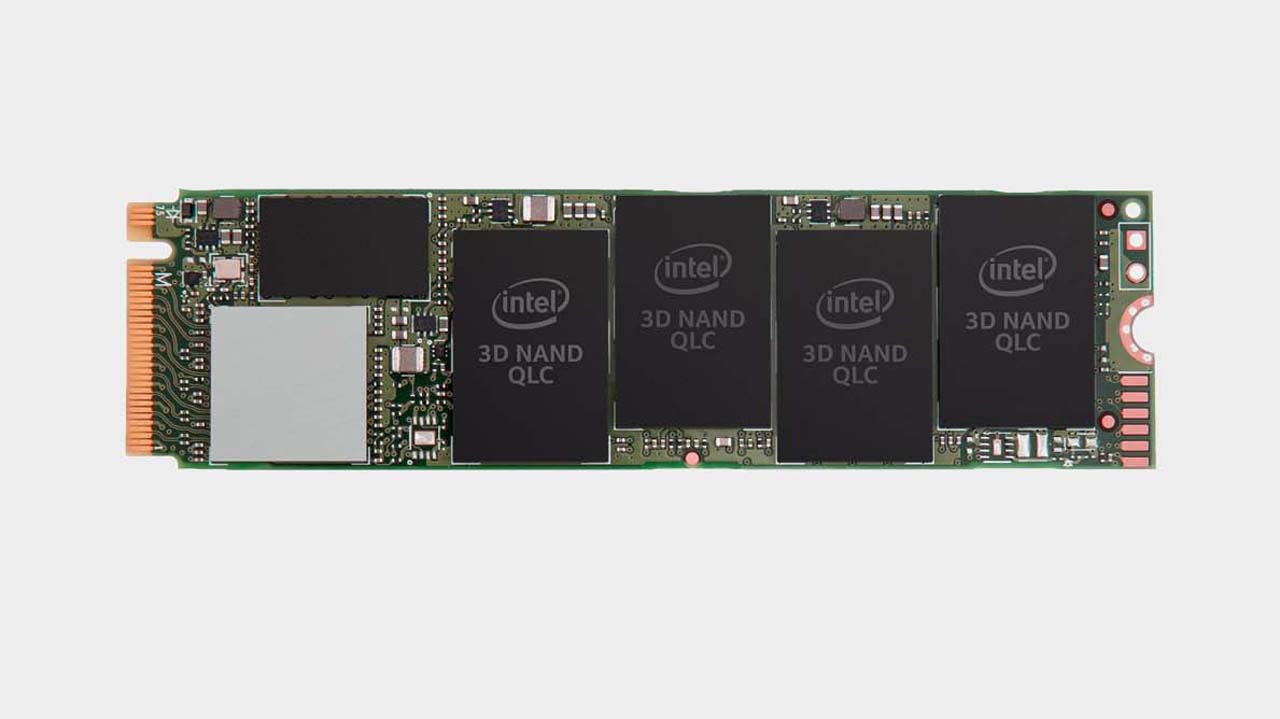 Intel 660p 1TB NVMe SSD on a grey background