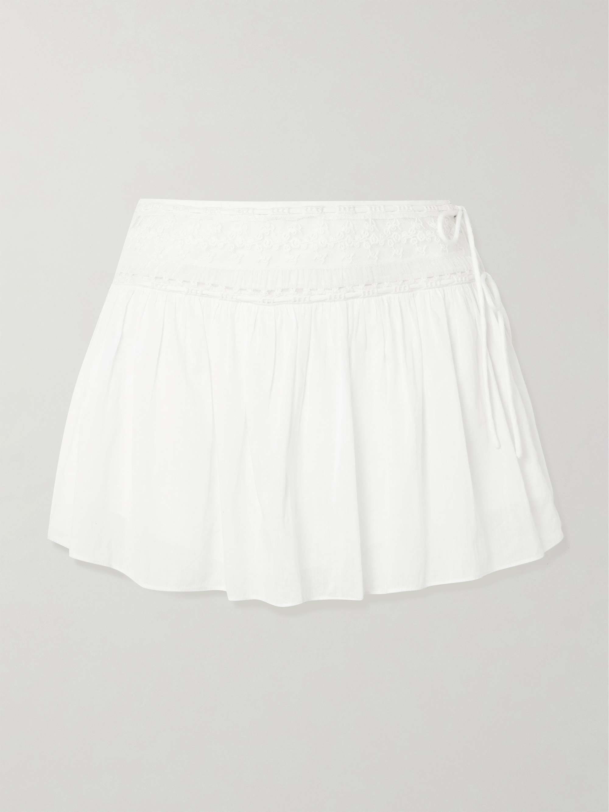Danielle Tie-Detailed Lace-Trimmed Cotton Skort