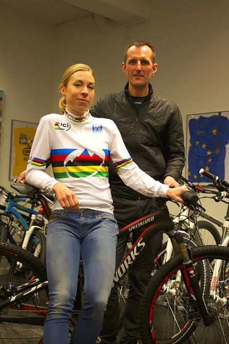 Annika Langvad and Team DaVinci Specialized Manager Lennie Kristensen