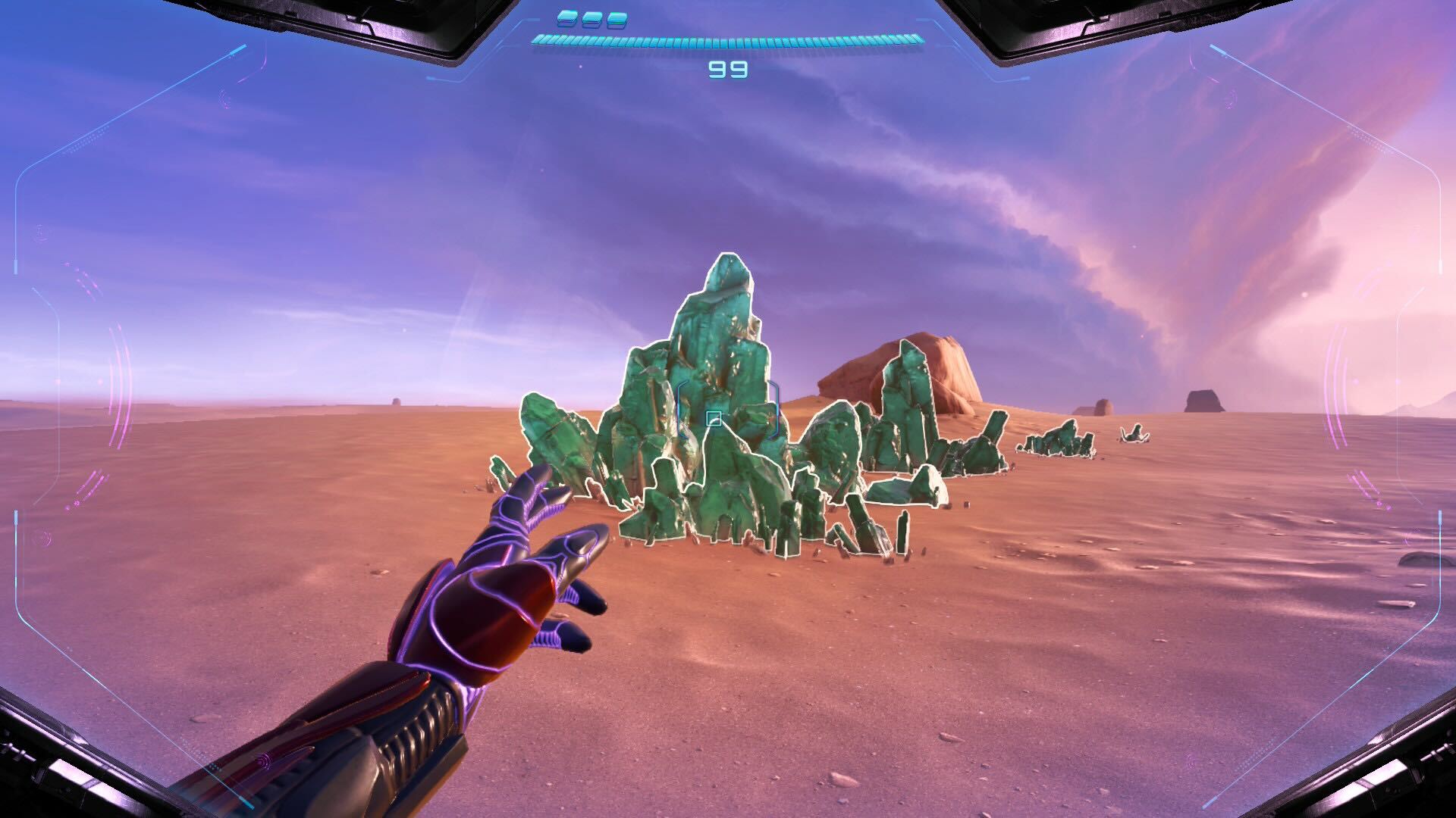 A boulder of green crystals in Metroid Prime 4 Beyond