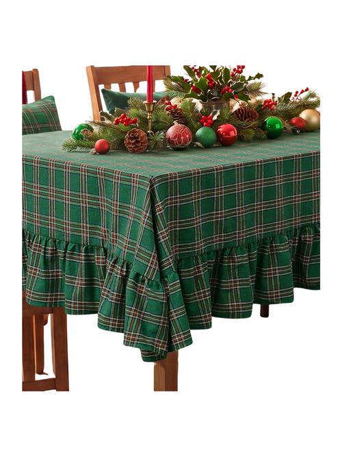 Christmas Plaid Ruffled Tablecloth 