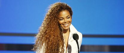 Janet Jackson speaks onstage during the 2015 BET Awards held at Microsoft Theater