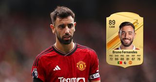 EA Sports FC 24 best passers: Bruno Fernandes of Manchester United looks on during the Premier League match between Manchester United and Brighton & Hove Albion at Old Trafford on September 16, 2023 in Manchester, England.