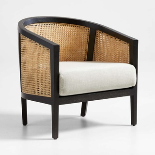 Rattan accent chair with caning