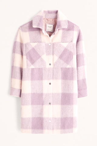 DIgital Lavender Color Trend 2023 | Abercrombie & Fitch Long-Length Wool-Blend Shirt Jacket (on sale) 