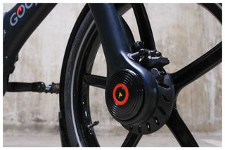 The front hub motor unit of the Gocycle G4i electric bike