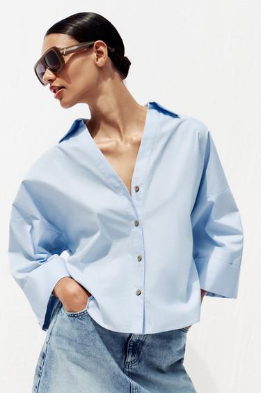 Wide-Sleeve Poplin Shirt
