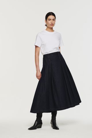 Mary Pleated Denim Skirt