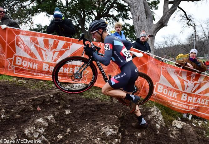 Jeremy Powers (Aspire Racing) running the limestone steps on lap one