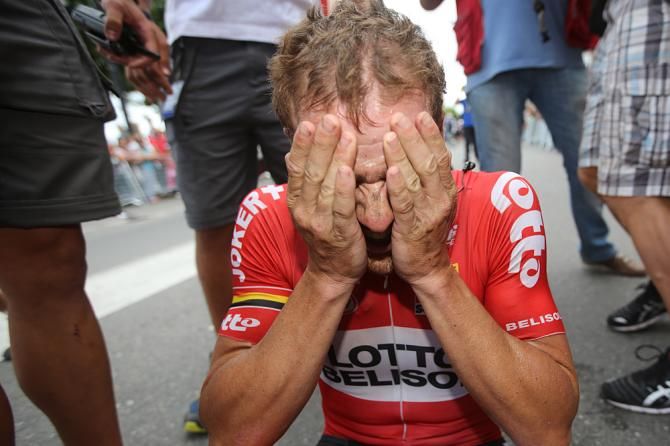 Adam Hansen (Lotto Belisol) can't believe he's won stage 19 of the Vuelta a Espa&ntilde;a