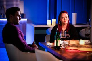 Whitney and Kush have a romantic meal in Eastenders