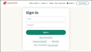 ExpressVPN website Sign In page