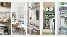 Compilation image of areas of a home to use professional decluttering methods