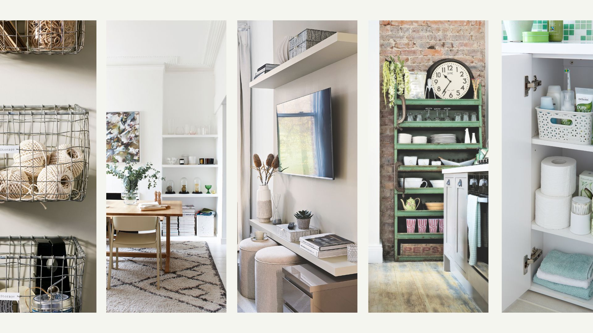 Compilation image of areas of a home to use professional decluttering methods