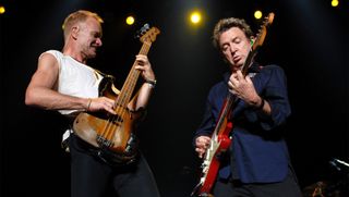 Singer/Bassist Sting and Guitarist Andy Summers of The Police in concert at Madison Square Garden on August 1, 2007 in New York City.
