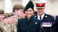 Catherine, Princess of Wales during the 2025 Irish Guards' St. Patrick's Day Parade at Wellington Barracks on March 17, 2025