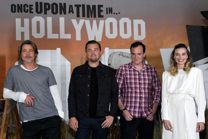 Brad Pitt, Leonardo DiCaprio, Quentin Tarantino, and Margot Robbie.