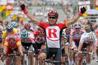 Robbie McEwen (RadioShack) wins stage four at the Tour de Wallonie.
