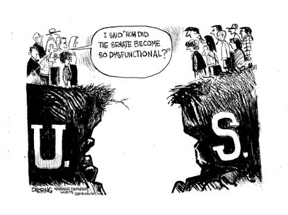 Political cartoon U.S. division partisan dysfunctional senate
