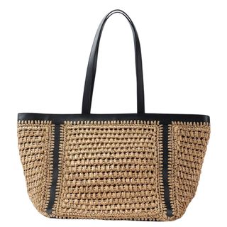 Mint Velvet Black Woven Tote Bag