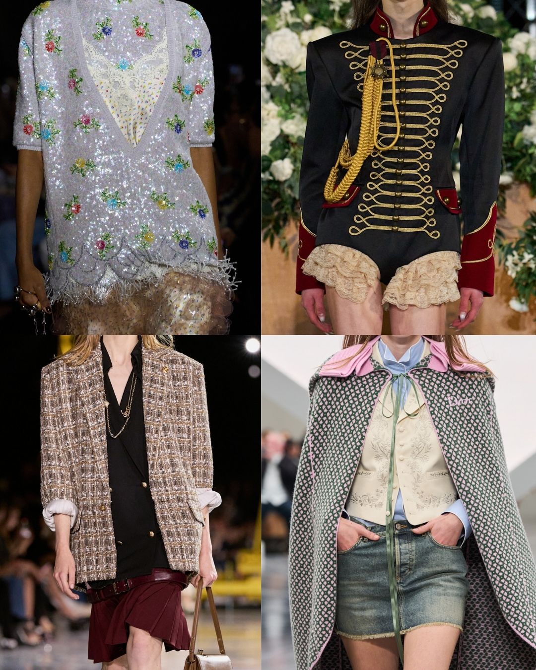 Photo Collage Grid of runways ss/26 featuring Rabanne, Keburia, Chanel, Dior