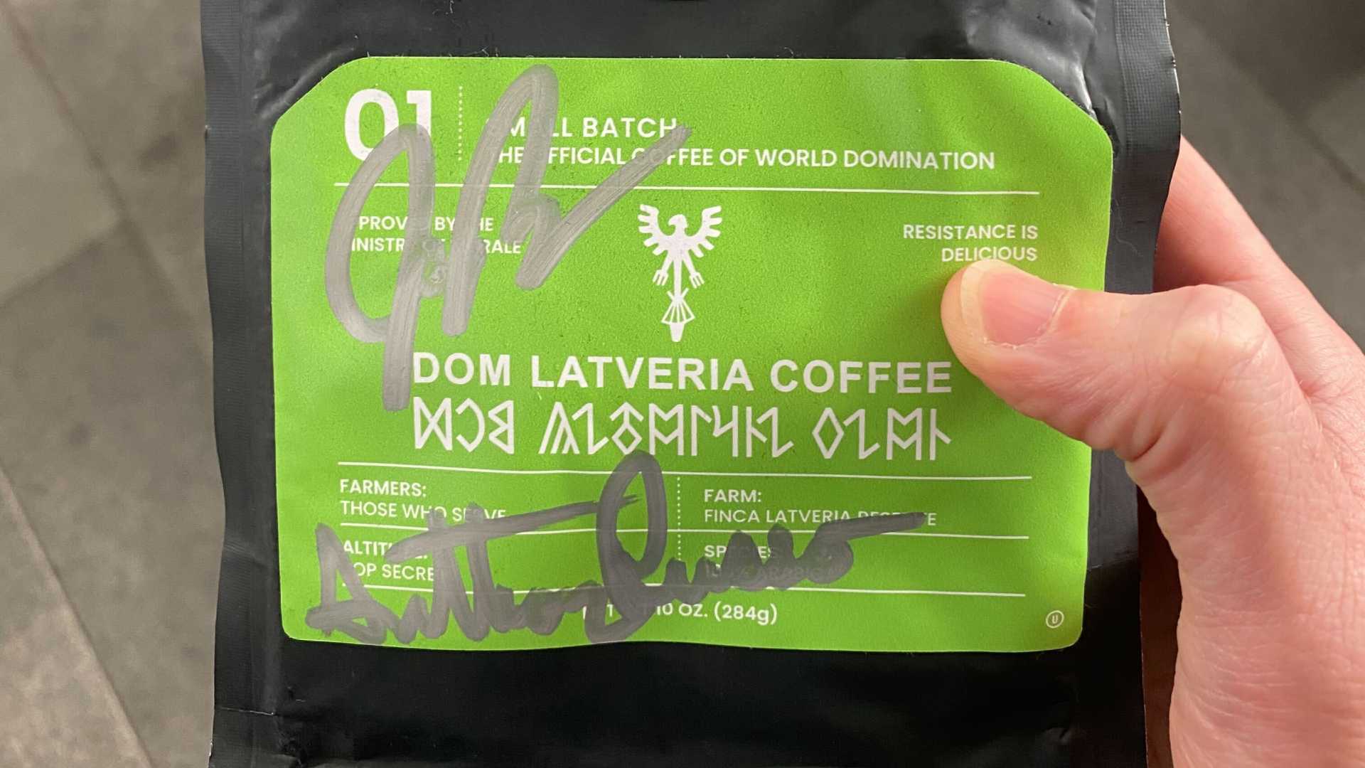 Signed coffee at the Avengers: Doomsday event