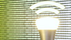Concept image of a lightbulb emitting data