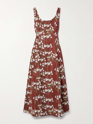 Maudette Floral-Print Taffeta Midi Dress