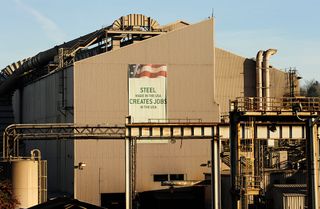 outside of Nucor steel recycling plant in Seattle, Washington