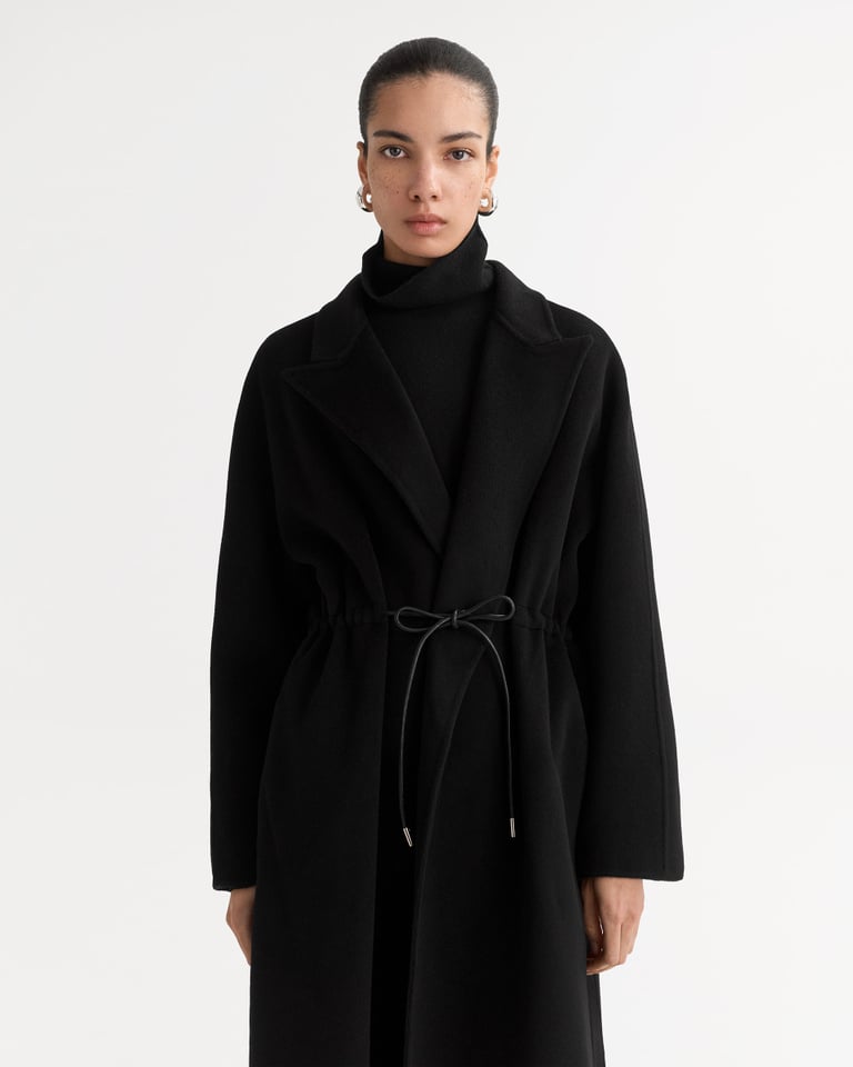 Soft Goat, Drawstring Wool and Cashmere Coat