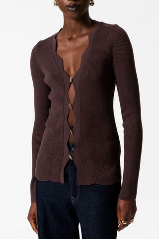 & Other Stories Scalloped Merino-Blend Cardigan