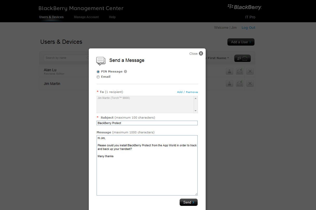 Step 8: Send your users a message