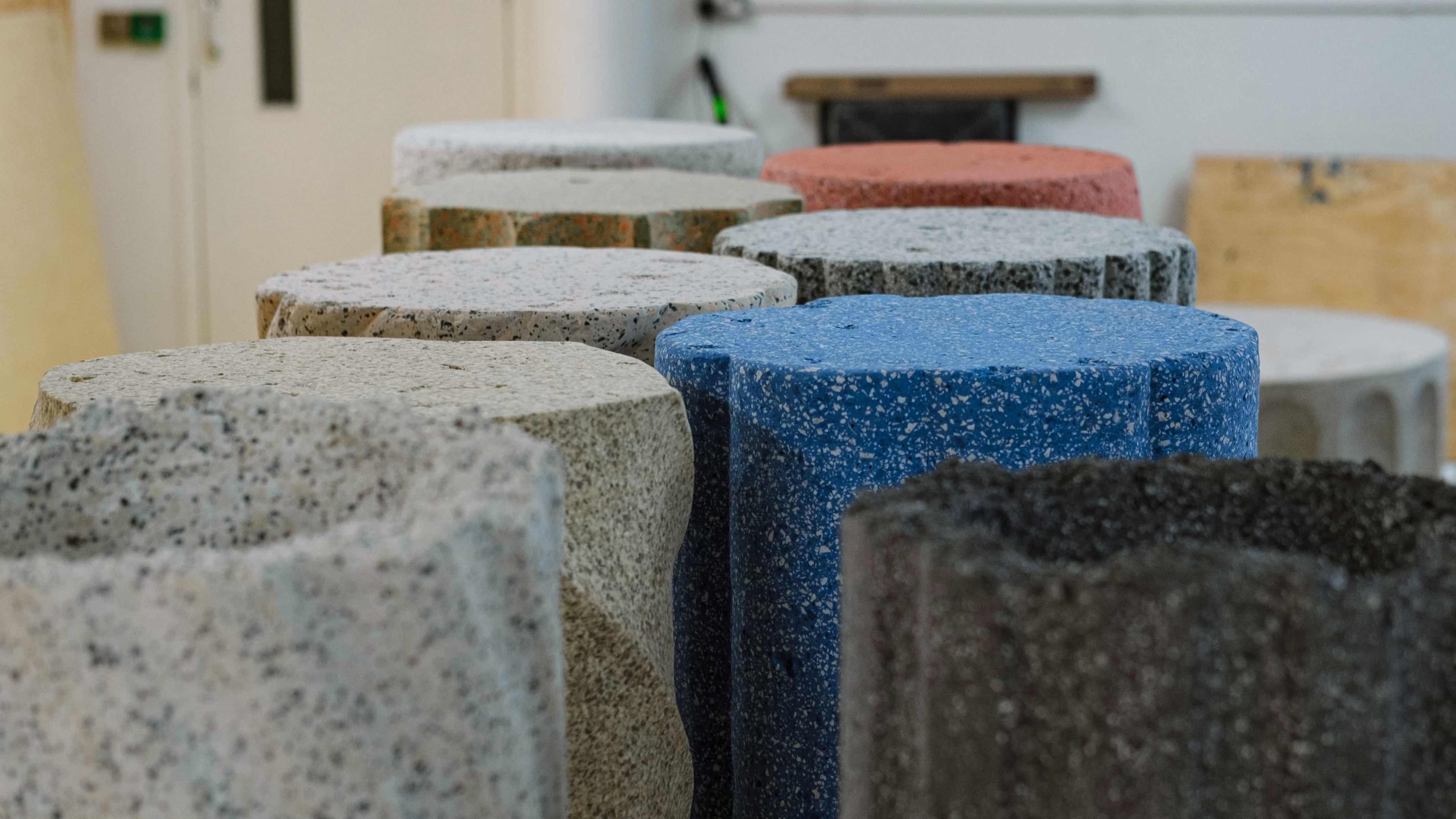 hand sculpted rubber stools