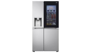 LG InstaView refrigerator on a white background