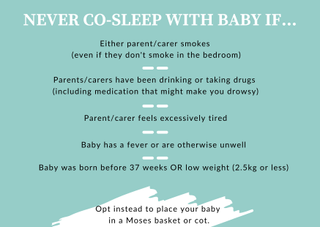 infographic with tips on when NOT to co-sleep
