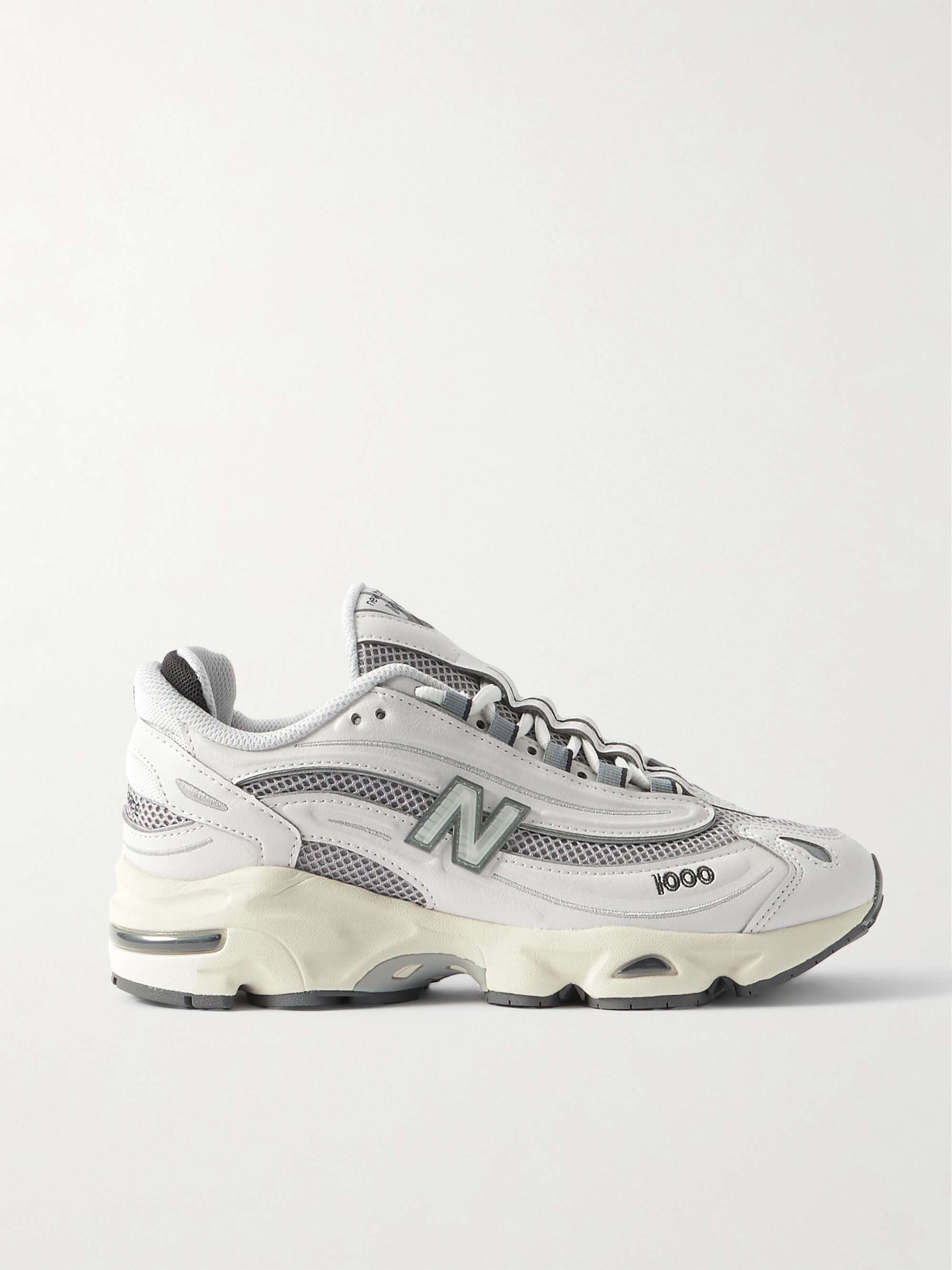 1000 Faux Leather and Mesh Sneakers