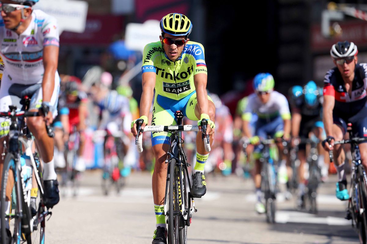 Alberto Contador (Tinkoff-Saxo) rolls over the line