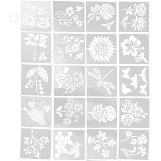 20pcs Flower Plants Painting Stencils Diy Painting Stencils Stencils for Crafts Wall Painting Templates