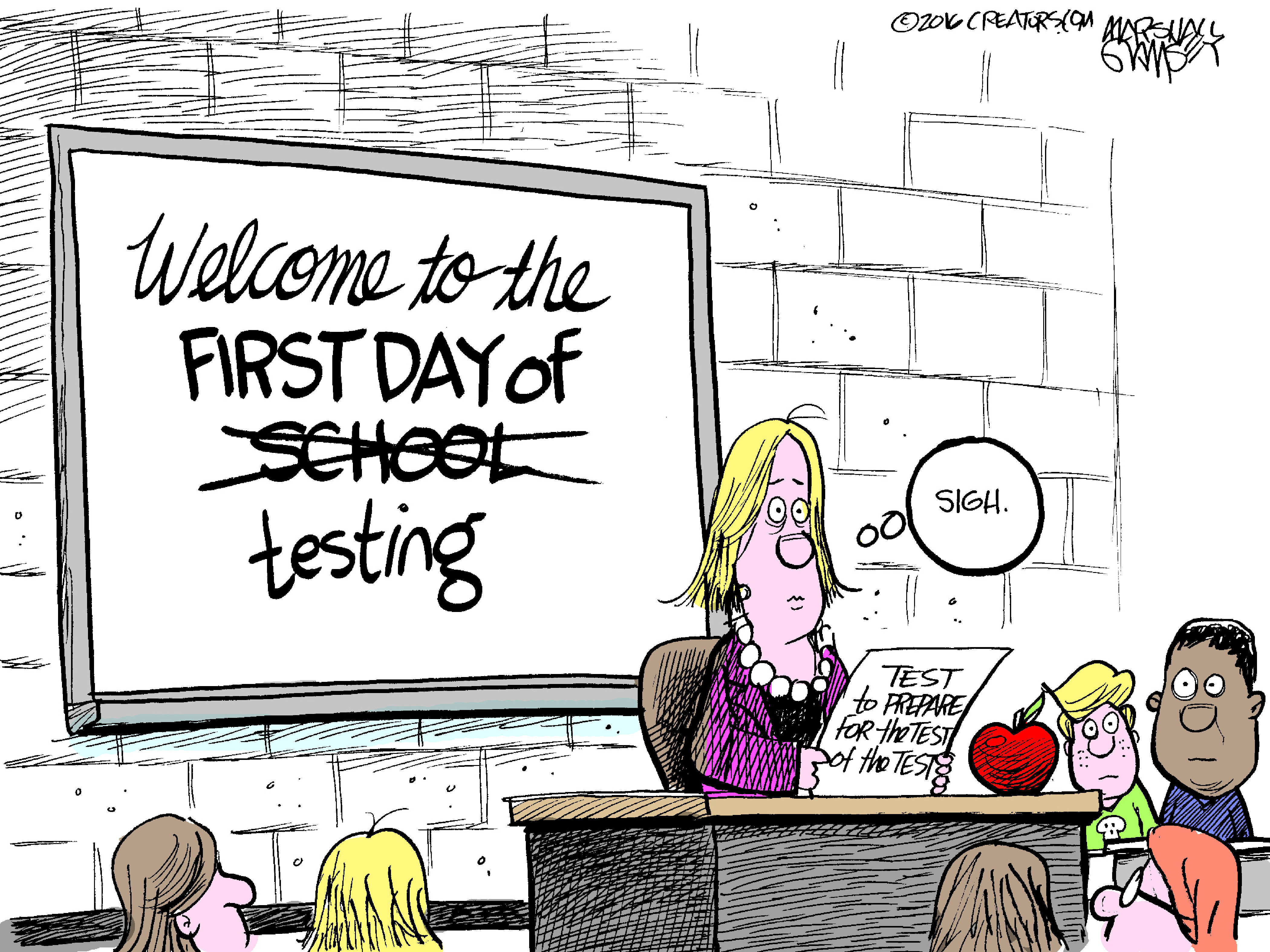 school test cartoon