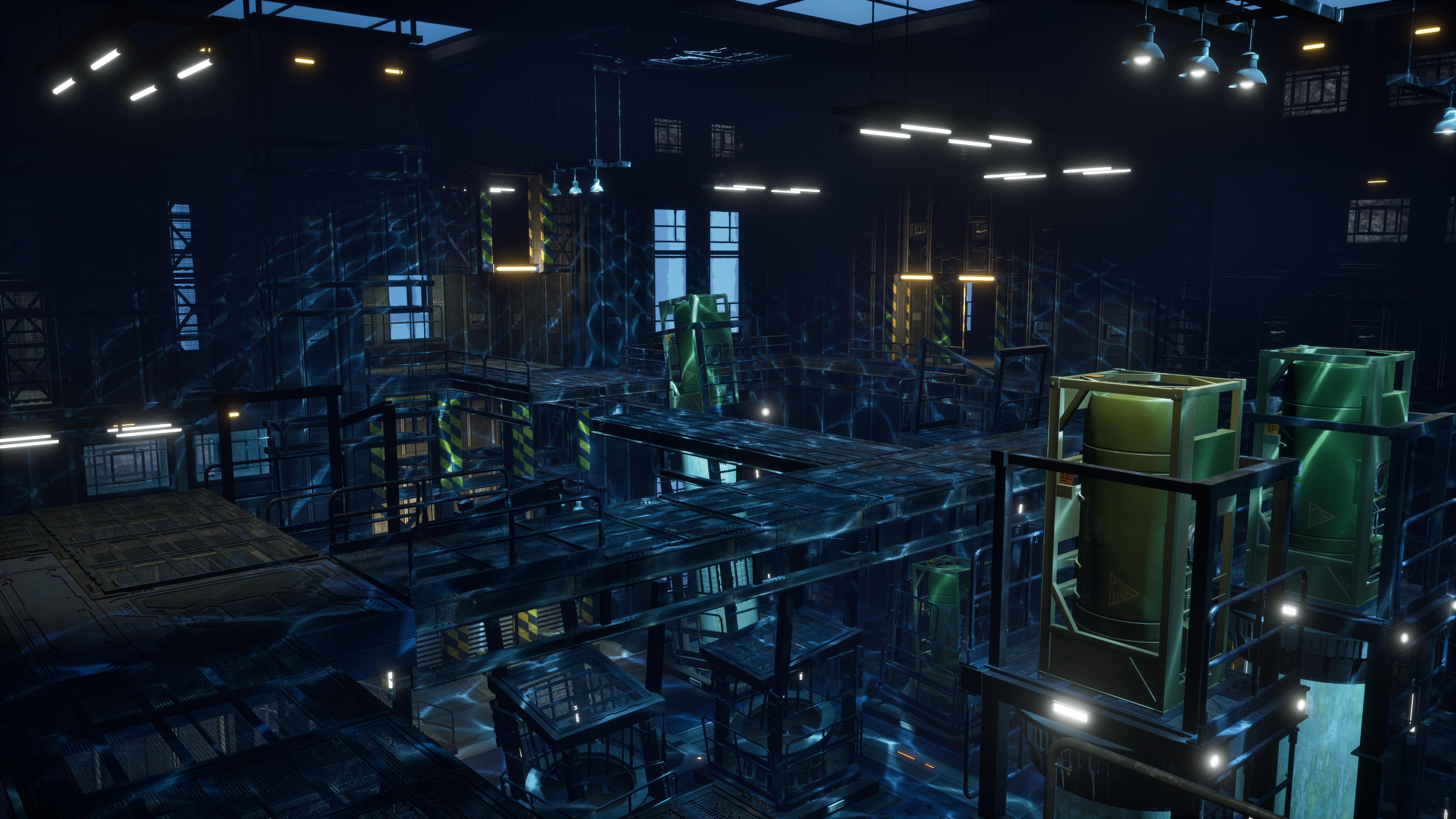 Code Vein 2 screenshot showing the Sunken Pylon dungeon, which is illuminated by rippling water effects