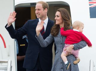 Prince William, Duke of Cambridge, Catherine, Duchess of Cambridge and Prince George of Cambridge depart Australia