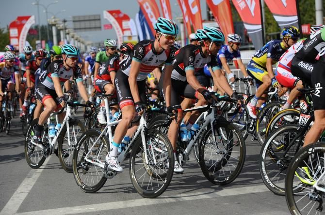 The riders get underway